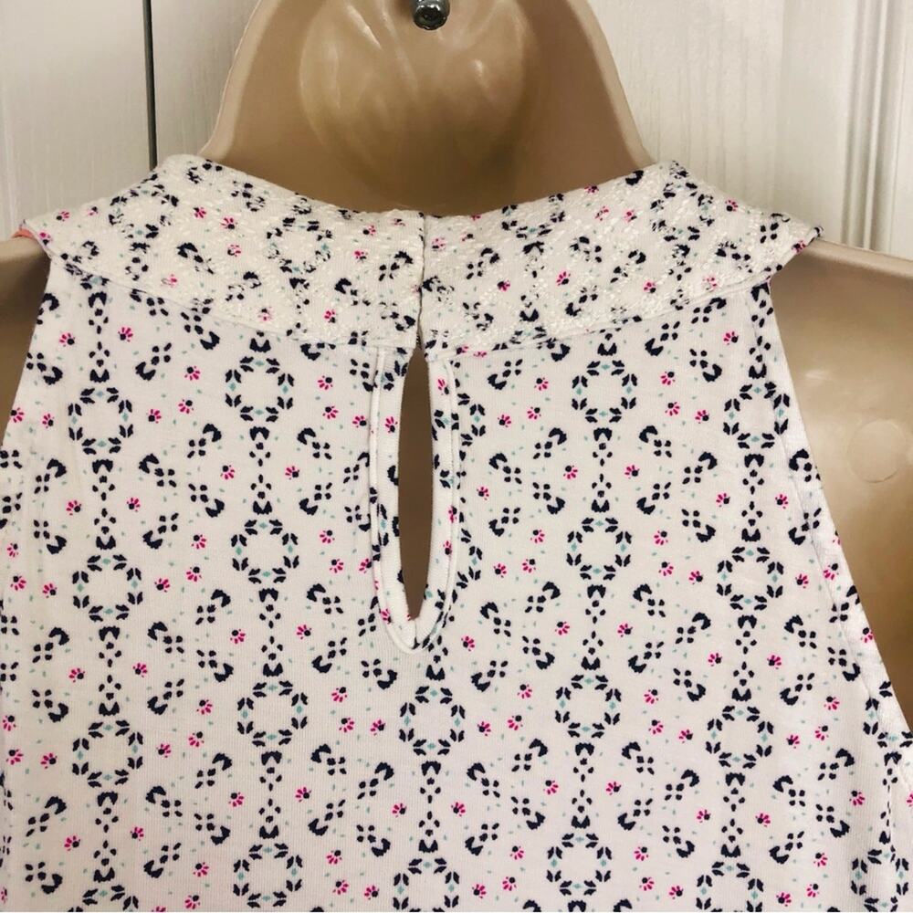 NWT Skies Are Blue Casual Embroidered Tank Top Medallion Print Cream Blue Coral - Picture 7 of 16
